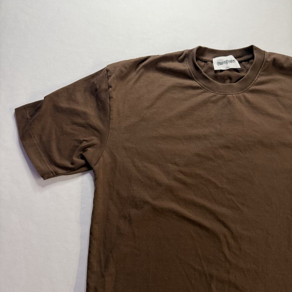 Simple People Men's XL Brown Solid Crew Neck Short Sleeve T-Shirt Cotton/Poly